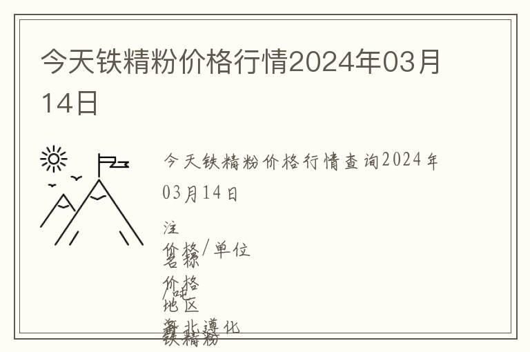 今天铁精粉价格行情2024年03月14日