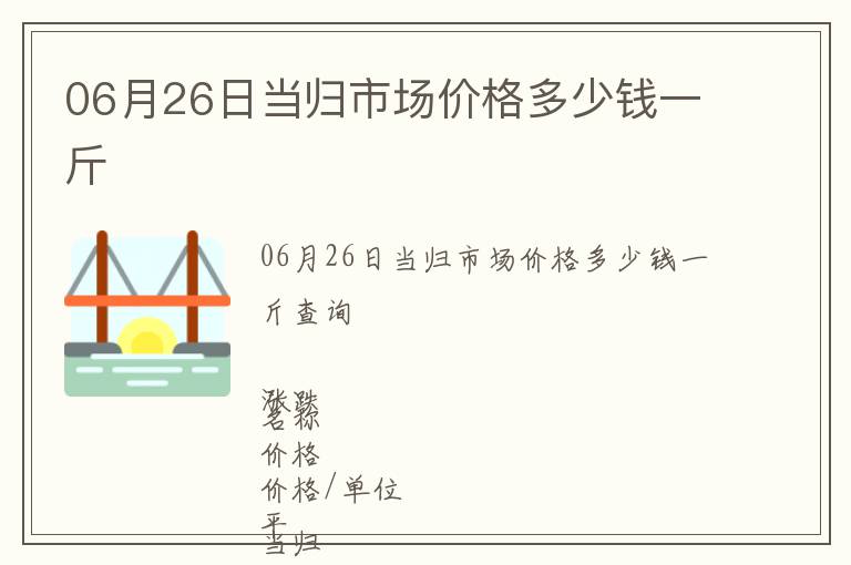 06月26日当归市场价格多少钱一斤