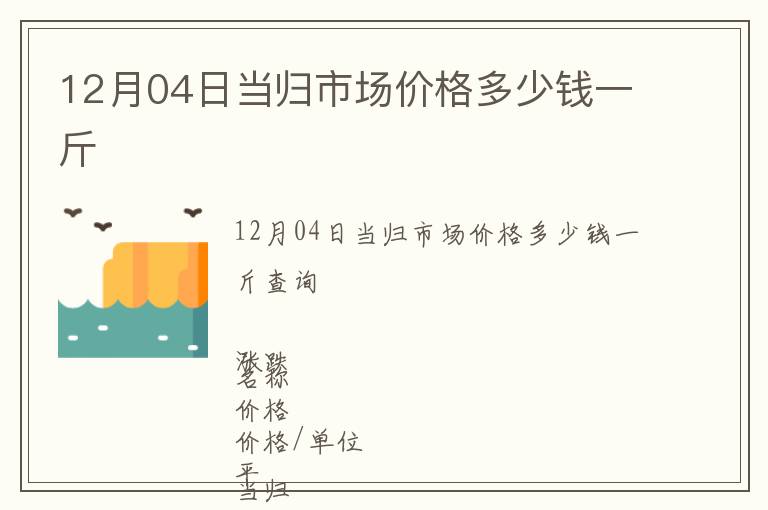 12月04日当归市场价格多少钱一斤