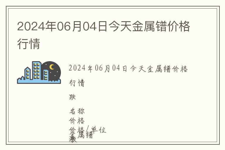 2024年06月04日今天金属镨价格行情