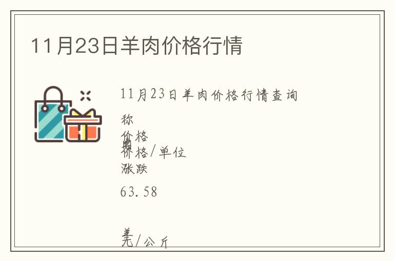 11月23日羊肉价格行情