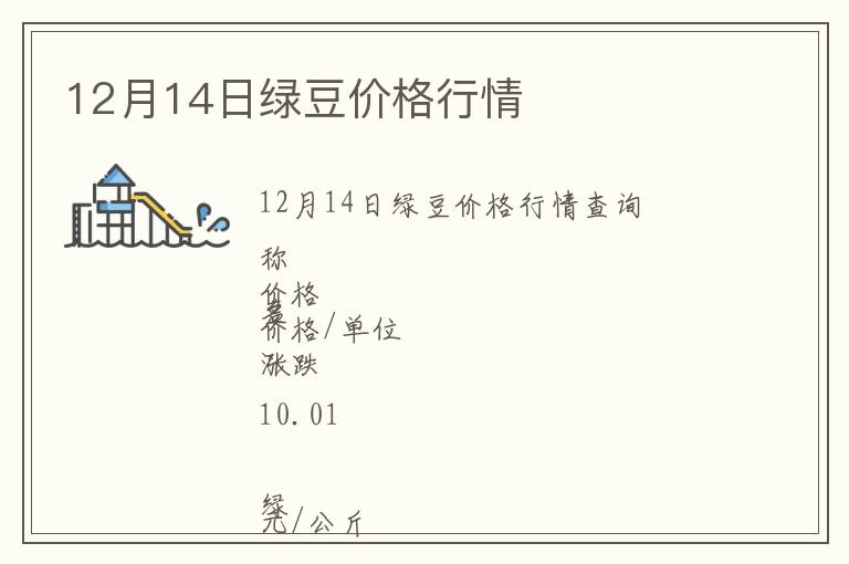 12月14日绿豆价格行情