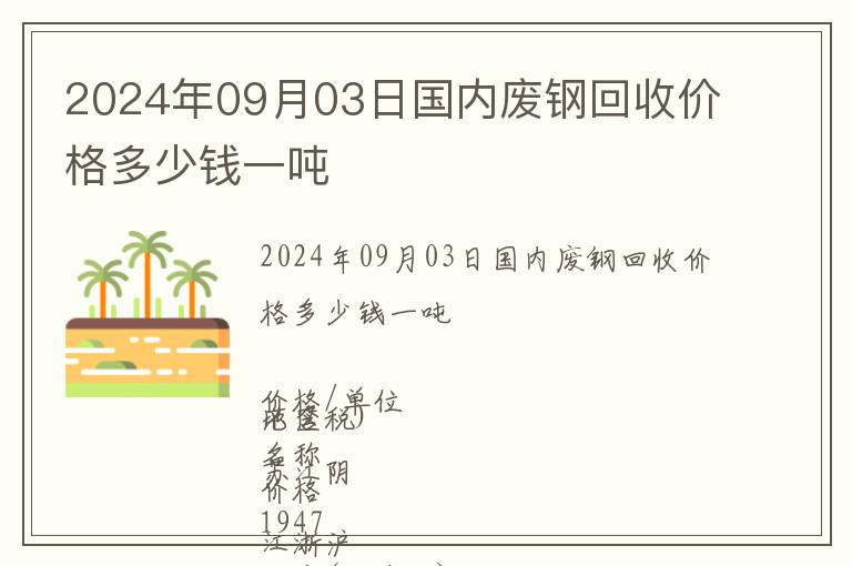 2024年09月03日国内废钢回收价格多少钱一吨