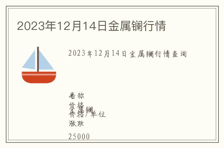 2023年12月14日金属镧行情