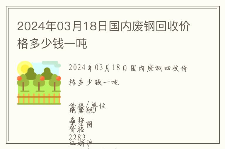 2024年03月18日国内废钢回收价格多少钱一吨