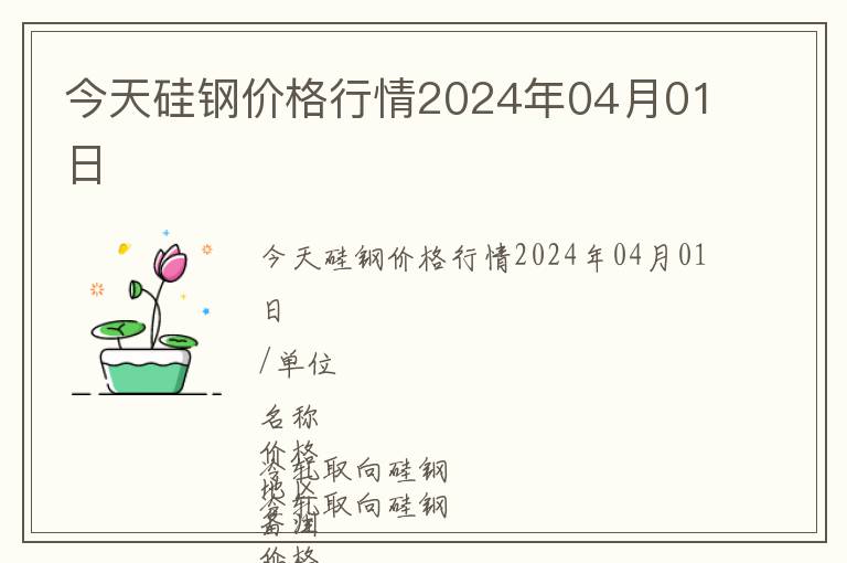 今天硅钢价格行情2024年04月01日