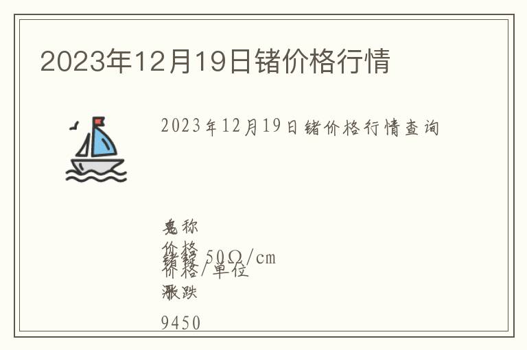 2023年12月19日锗价格行情