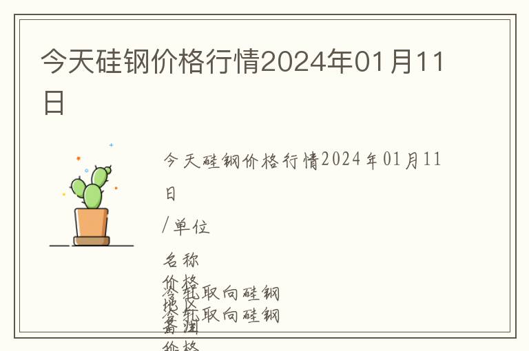 今天硅钢价格行情2024年01月11日