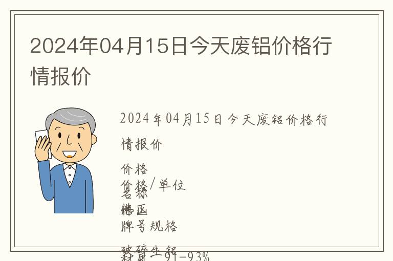 2024年04月15日今天废铝价格行情报价