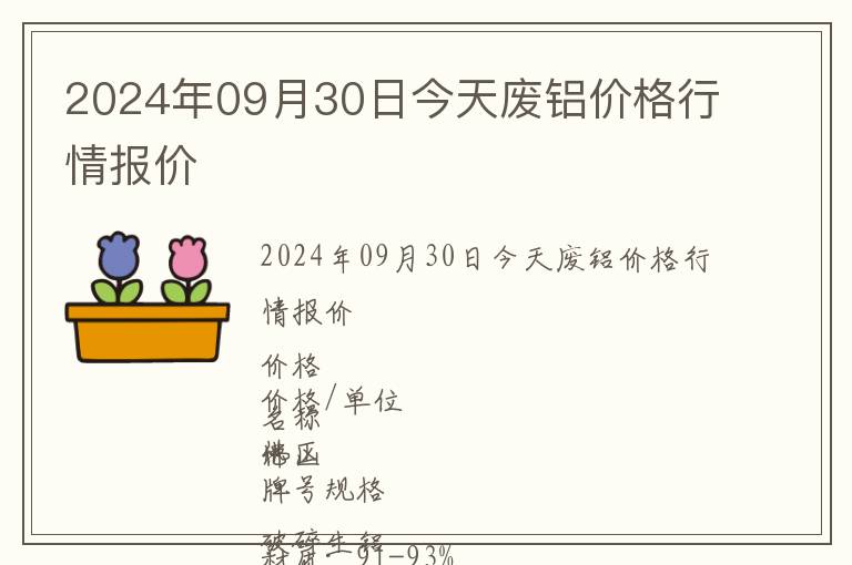 2024年09月30日今天废铝价格行情报价