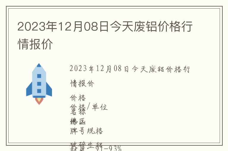 2023年12月08日今天废铝价格行情报价