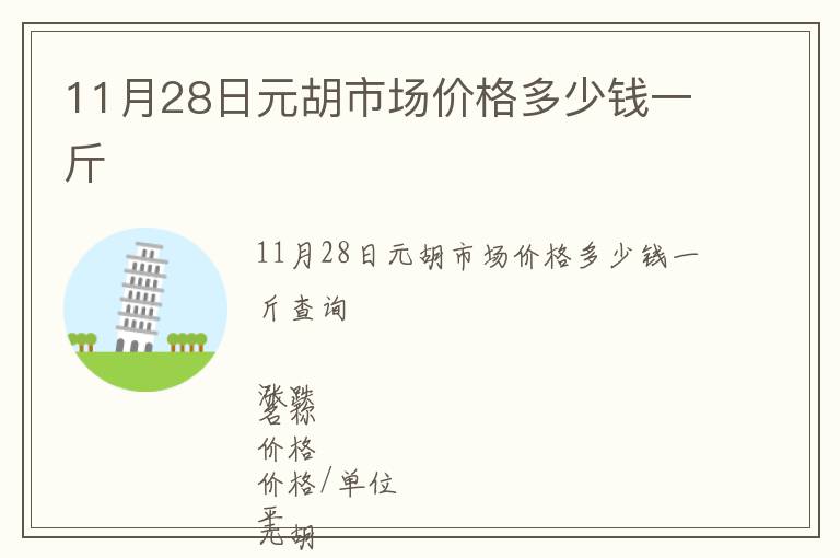 11月28日元胡市场价格多少钱一斤