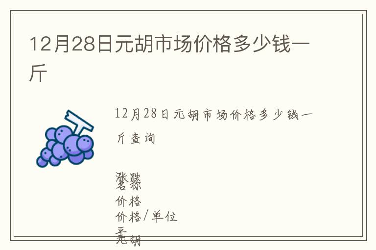 12月28日元胡市场价格多少钱一斤