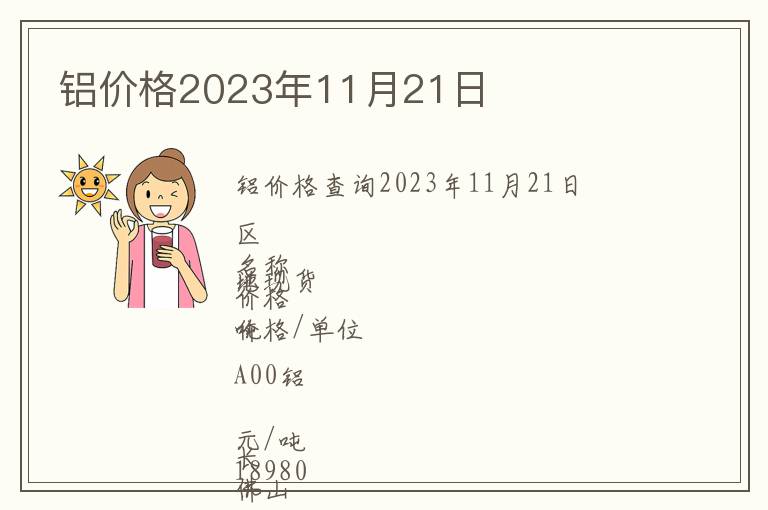 铝价格2023年11月21日