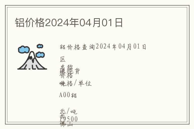 铝价格2024年04月01日