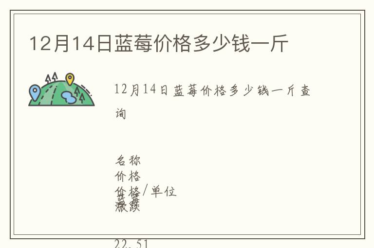12月14日蓝莓价格多少钱一斤