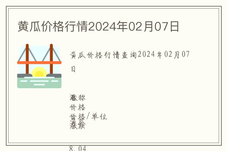 黄瓜价格行情2024年02月07日