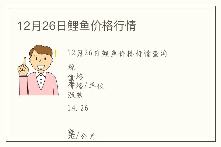 12月26日鲤鱼价格行情