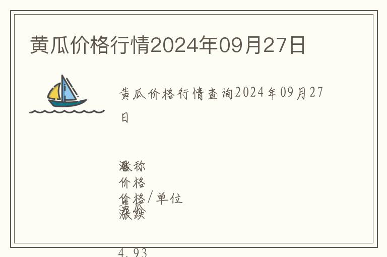 黄瓜价格行情2024年09月27日