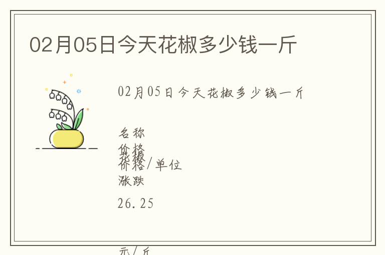 02月05日今天花椒多少钱一斤