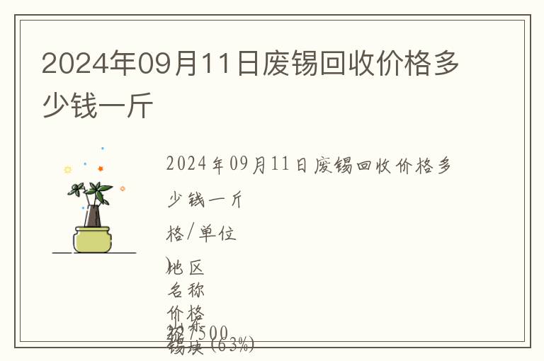 2024年09月11日废锡回收价格多少钱一斤