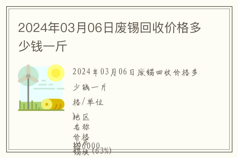 2024年03月06日废锡回收价格多少钱一斤