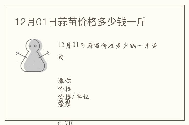 12月01日蒜苗价格多少钱一斤