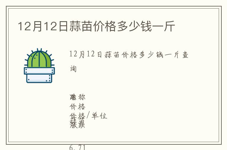 12月12日蒜苗价格多少钱一斤