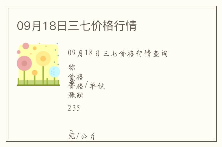 09月18日三七价格行情