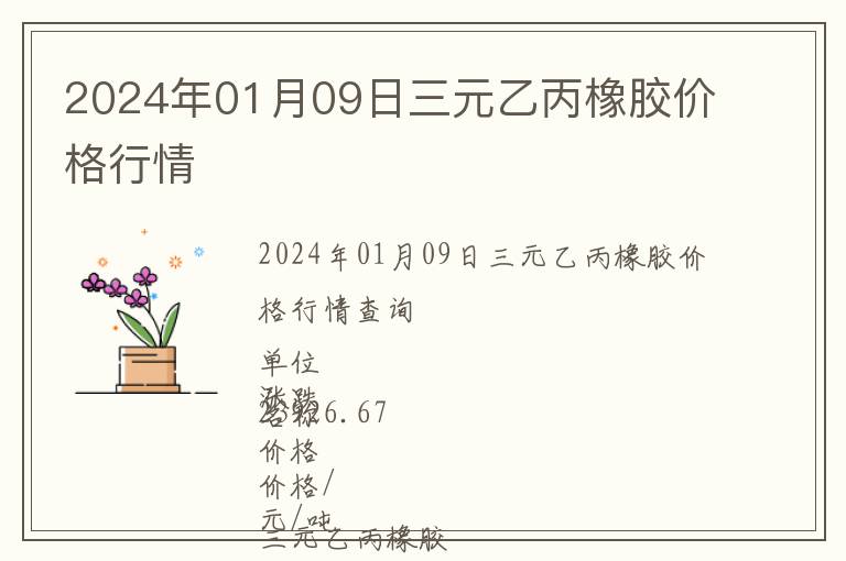 2024年01月09日三元乙丙橡胶价格行情