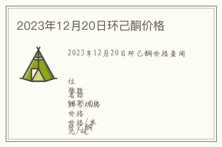 2023年12月20日环己酮价格