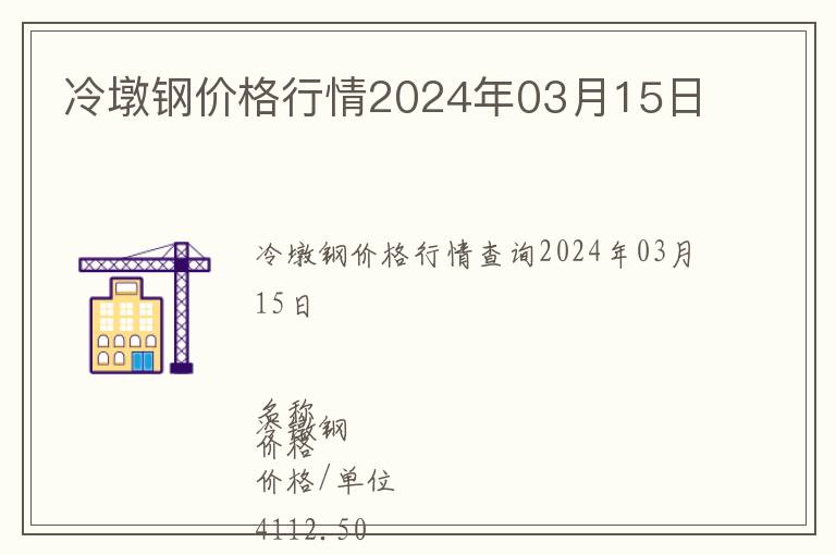 冷墩钢价格行情2024年03月15日