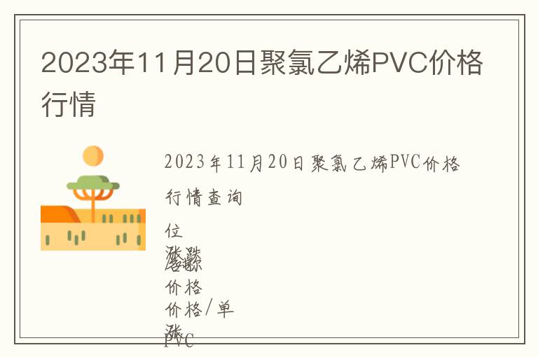 2023年11月20日聚氯乙烯PVC价格行情