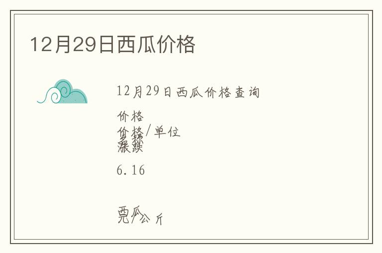 12月29日西瓜价格