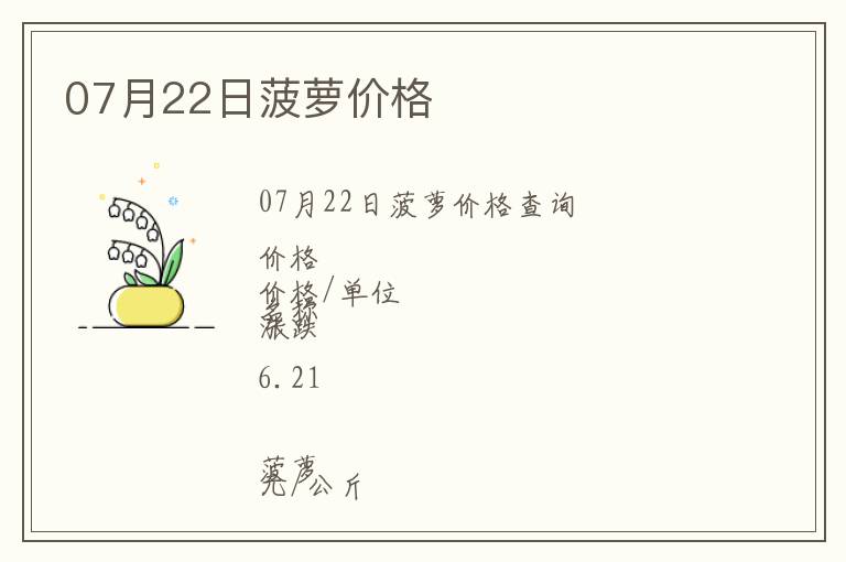 07月22日菠萝价格