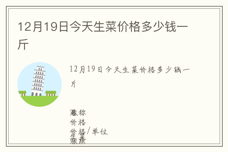 12月19日今天生菜价格多少钱一斤