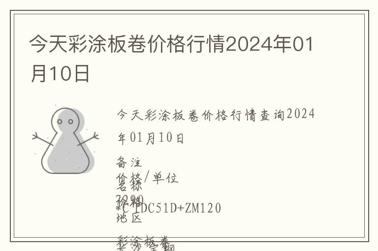 今天彩涂板卷价格行情2024年01月10日