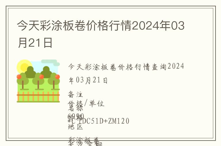 今天彩涂板卷价格行情2024年03月21日