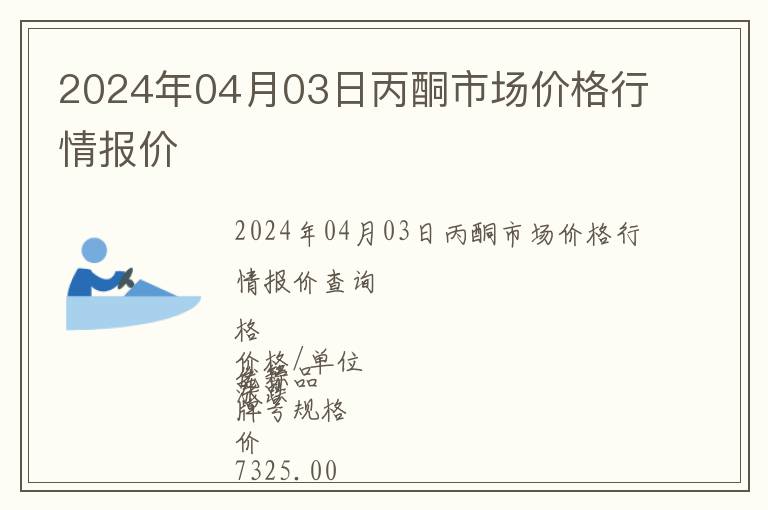 2024年04月03日丙酮市场价格行情报价