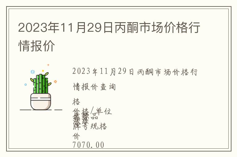 2023年11月29日丙酮市场价格行情报价