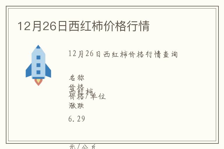 12月26日西红柿价格行情