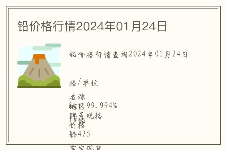 铅价格行情2024年01月24日