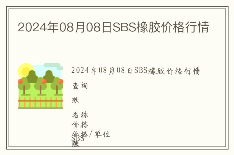 2024年08月08日SBS橡胶价格行情