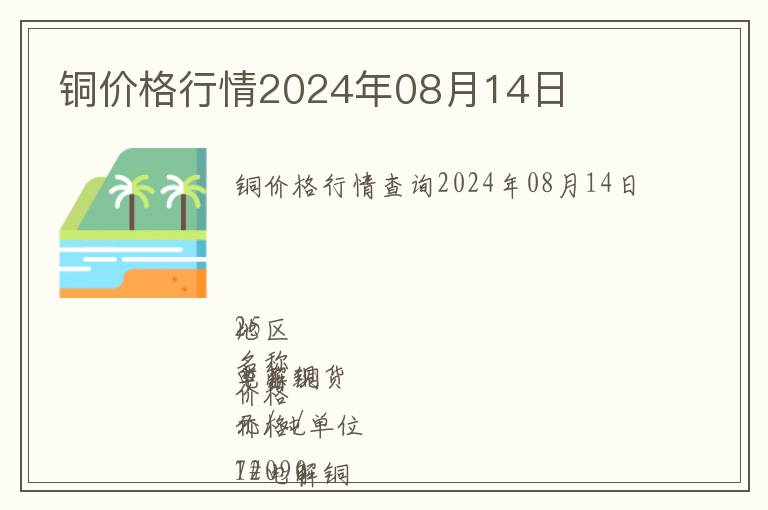 铜价格行情2024年08月14日