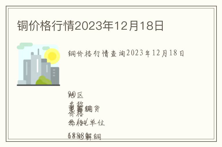 铜价格行情2023年12月18日