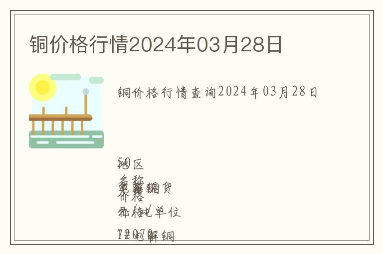 铜价格行情2024年03月28日