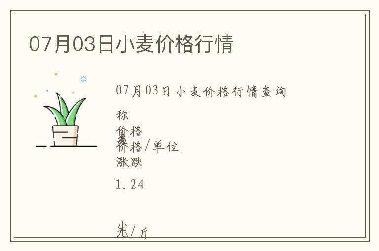 07月03日小麦价格行情