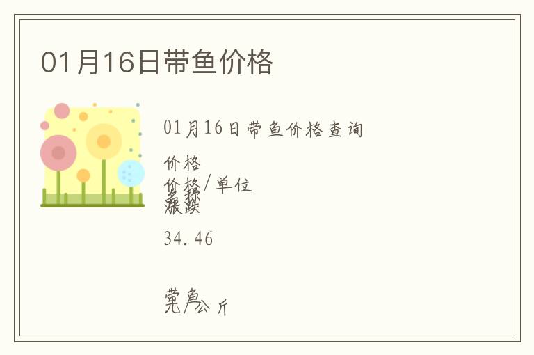 01月16日带鱼价格