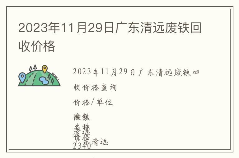 2023年11月29日广东清远废铁回收价格
