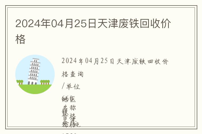 2024年04月25日天津废铁回收价格